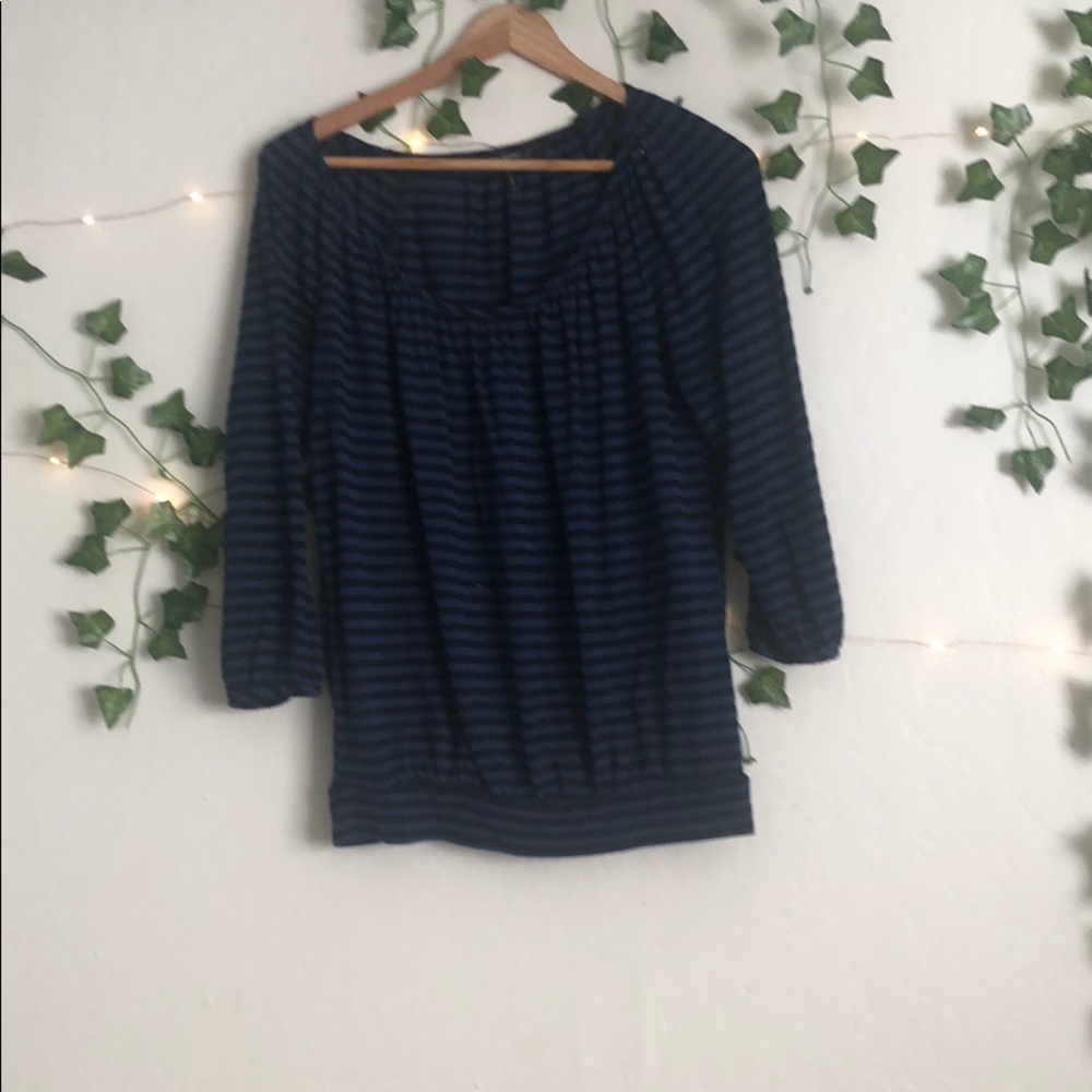 blue and black long sleeve shirt